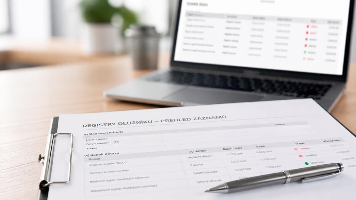 Dokumenty a přehled registrů dlužníků pro ověření záznamu